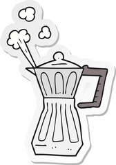 sticker of a cartoon espresso stovetop maker