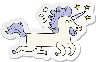 sticker of a cartoon unicorn