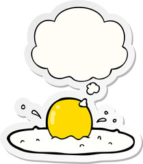 cartoon fried egg and thought bubble as a printed sticker