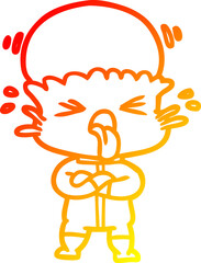 warm gradient line drawing weird cartoon alien