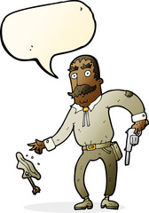 cartoon wild west cowboy with speech bubble