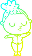 cold gradient line drawing cartoon calm woman