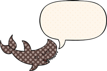 cartoon shark and speech bubble in comic book style