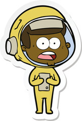 sticker of a cartoon surprised astronaut