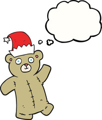 thought bubble cartoon teddy bear wearing christmas hat