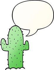 cartoon cactus and speech bubble in smooth gradient style