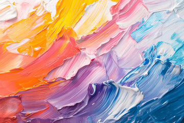 Abstract oil paint texture on canvas. Colorful paint strokes background