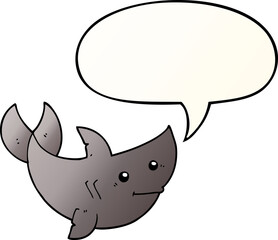 cartoon shark and speech bubble in smooth gradient style