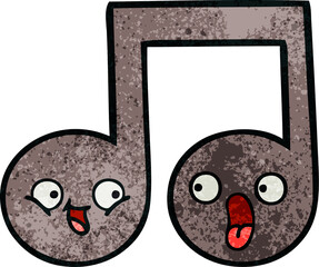 retro grunge texture cartoon musical note