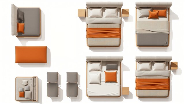 bed furniture on top view for architecture use. florplan concept