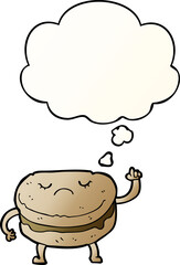 cartoon biscuit and thought bubble in smooth gradient style