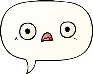 cute cartoon face and speech bubble in smooth gradient style
