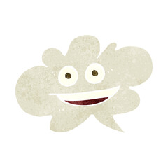 retro cartoon cloud speech bubble with face