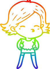 rainbow gradient line drawing cartoon woman