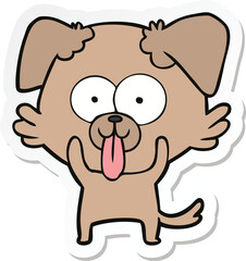 sticker of a cartoon dog with tongue sticking out