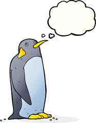 cartoon penguin with thought bubble