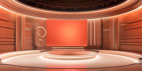 minimalistic design 3d virtual news studio green screen background