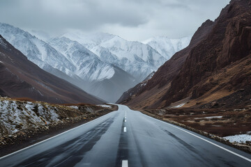Snowy Mountains and Long Road