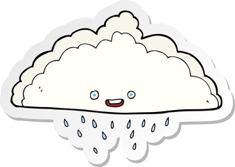sticker of a cartoon rain cloud