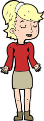 cartoon woman shrugging shoulders