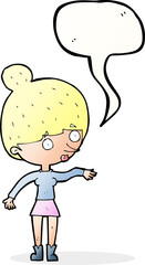 cartoon surprised woman with speech bubble