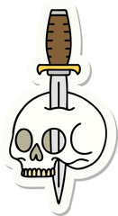 tattoo style sticker of a skull and dagger