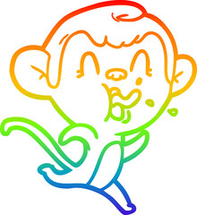 rainbow gradient line drawing crazy cartoon monkey