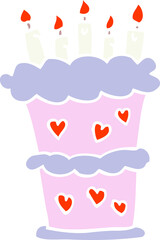 flat color illustration cartoon birthday cake