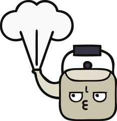 cute cartoon steaming kettle