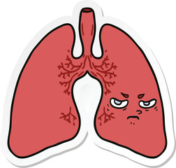 sticker of a cartoon lungs