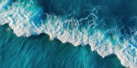 Rolgordijnen minimalistic design Aerial view of the ocean water surface and waves © Dipankar