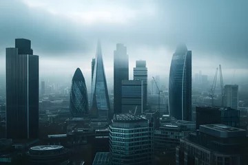 Fototapeten Foggy View of London City Skyline © Ilugram