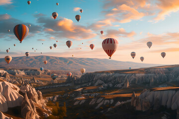 Aerial View of Multiple Hot Air Balloons Floating in the Sky