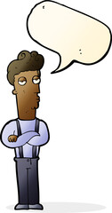cartoon unimpressed man with speech bubble