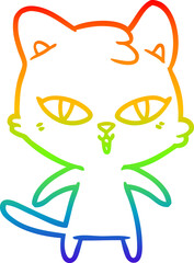 rainbow gradient line drawing cartoon cat