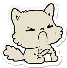 sticker of a cartoon angry cat