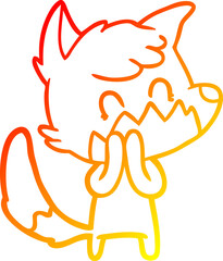 warm gradient line drawing cartoon friendly fox