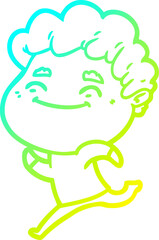 cold gradient line drawing cartoon friendly man