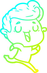 cold gradient line drawing happy cartoon man