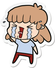 sticker of a cartoon woman in tears