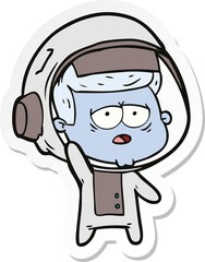 sticker of a cartoon tired astronaut