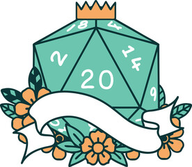 natural twenty D20 dice roll illustration
