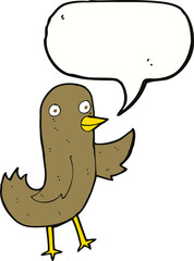 funny cartoon bird with speech bubble
