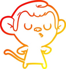 warm gradient line drawing cartoon monkey
