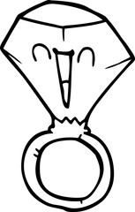 line drawing cartoon happy face ring