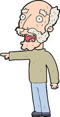 cartoon scared old man pointing
