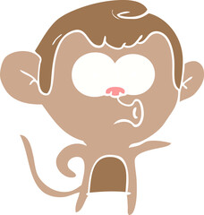 flat color style cartoon pointing monkey