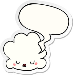 cute cartoon cloud and speech bubble sticker