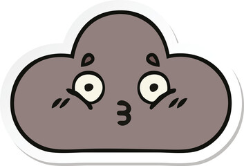 sticker of a cute cartoon storm cloud
