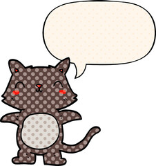 cartoon cat and speech bubble in comic book style
